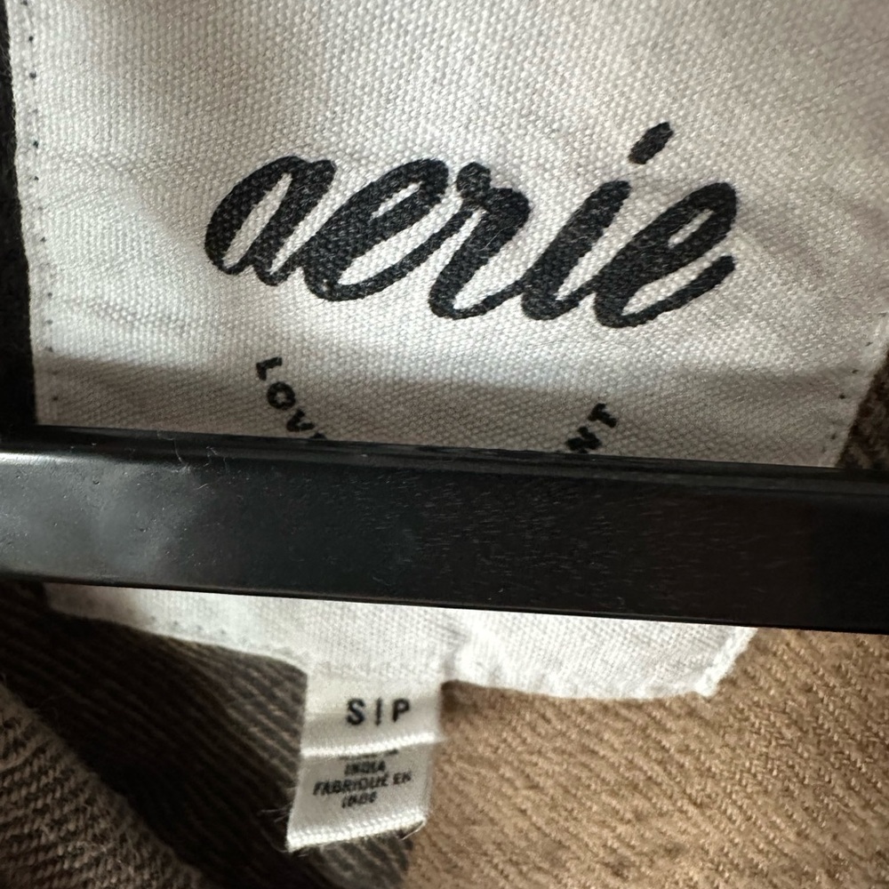 Aerie Viral Black and Tan Plaid Shirt (Oversized) sold out online! - Picture 2 of 2